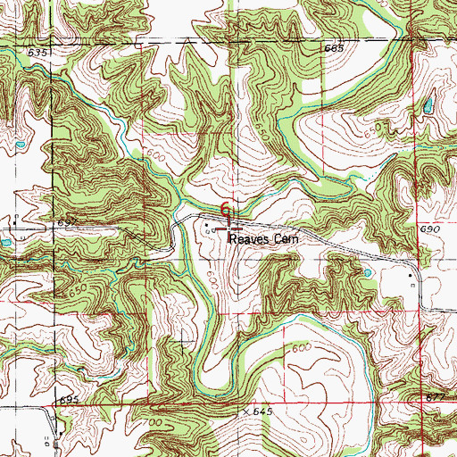 Topographic Map of Reeves Cemetery, IL