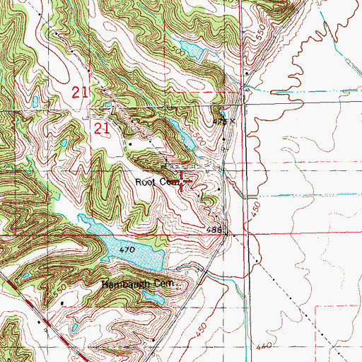 Topographic Map of Root Cemetery, IL