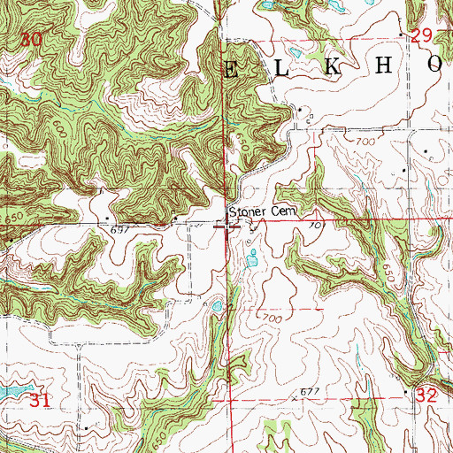 Topographic Map of Stoner Cemetery, IL