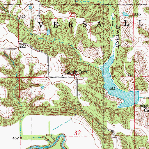 Topographic Map of Suratt Burial Ground, IL