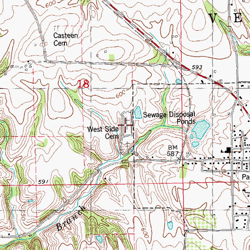 Topographic Map of West Side Cemetery, IL