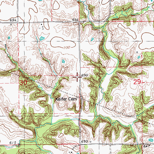Topographic Map of Whiteoak School (historical), IL