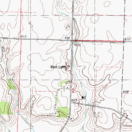 Topographic Map of Bell Cemetery, IL