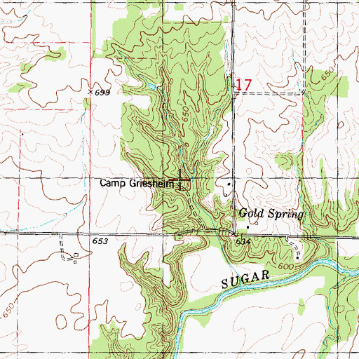 Topographic Map of Camp Griesheim, IL