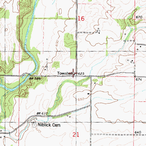 Topographic Map of Eminence Townhall, IL