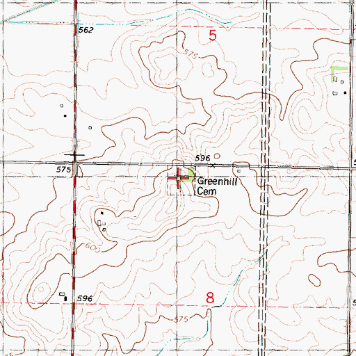 Topographic Map of Greenhill Cemetery, IL