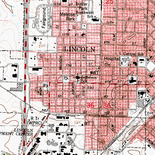 Topographic Map of Jefferson Elementary School, IL