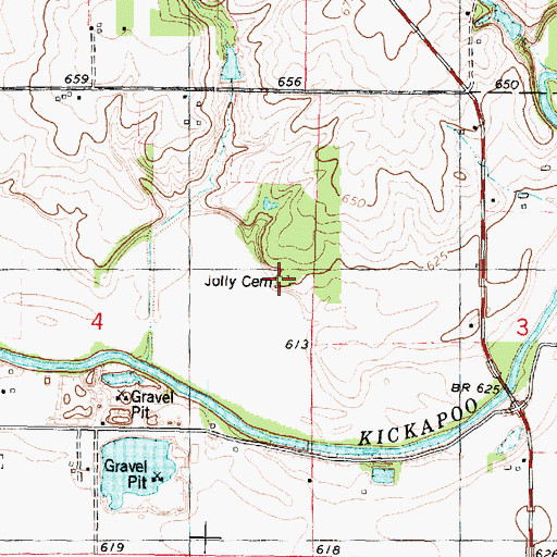 Topographic Map of Jolly Cemetery, IL