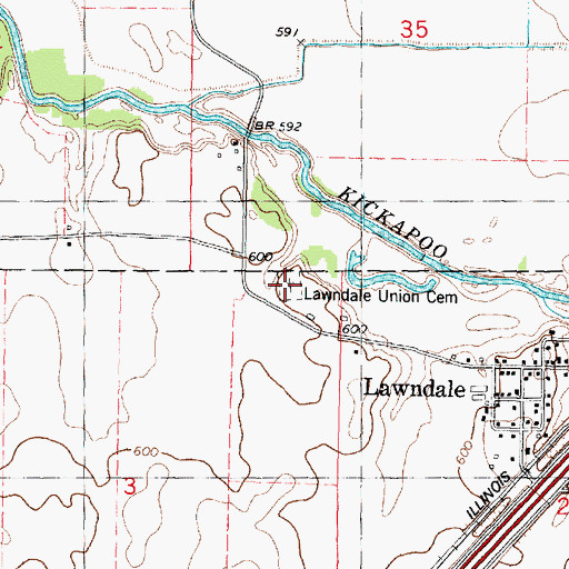 Topographic Map of Lawndale Union Cemetery, IL