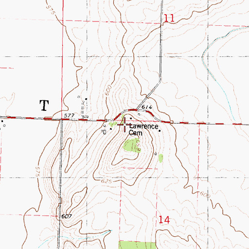 Topographic Map of Lawrence Cemetery, IL