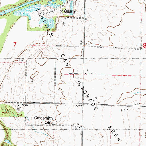 Topographic Map of Lincoln Gas Storage Area, IL