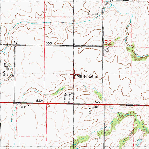Topographic Map of Miller Cemetery, IL