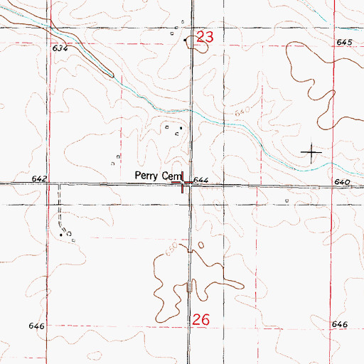 Topographic Map of Perry Cemetery, IL