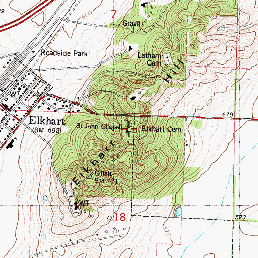 Topographic Map of Saint John Chapel, IL