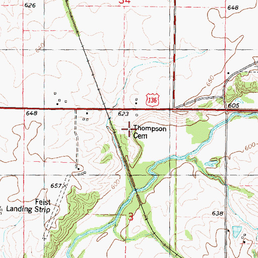 Topographic Map of Thompson Cemetery, IL