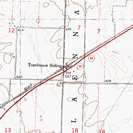 Topographic Map of Tomlinson Siding, IL