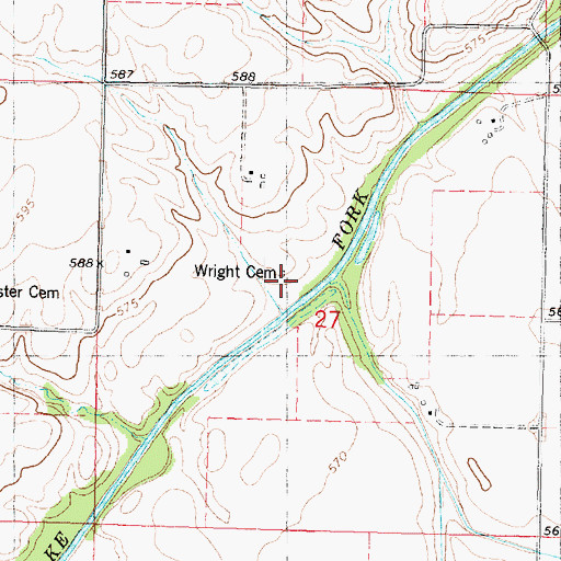 Topographic Map of Wright Cemetery, IL