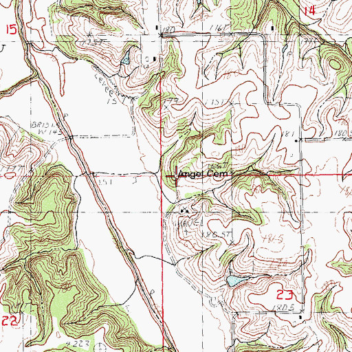 Topographic Map of Angel Cemetery, IL