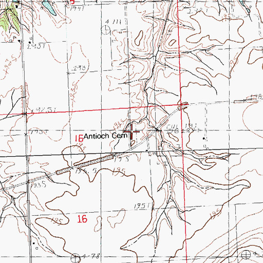 Topographic Map of Antioch Cemetery, IL