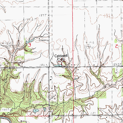 Topographic Map of Caldwell Cemetery, IL