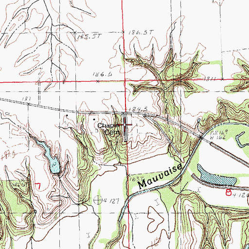 Topographic Map of Chapin Cemetery, IL