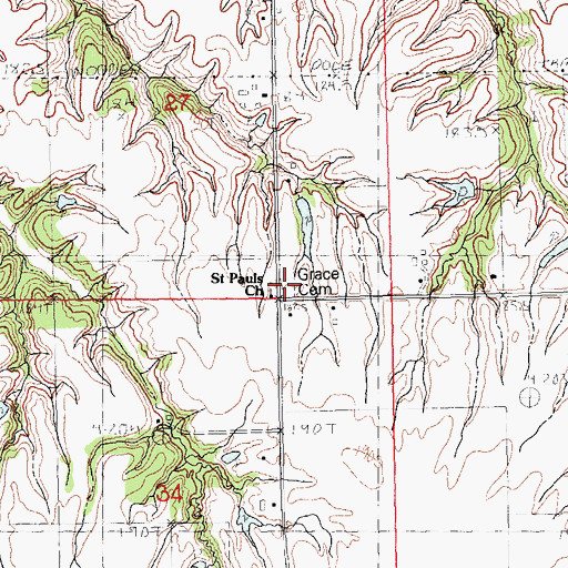 Topographic Map of Grace Cemetery, IL