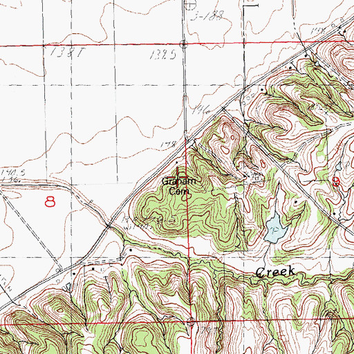 Topographic Map of Graham Cemetery, IL