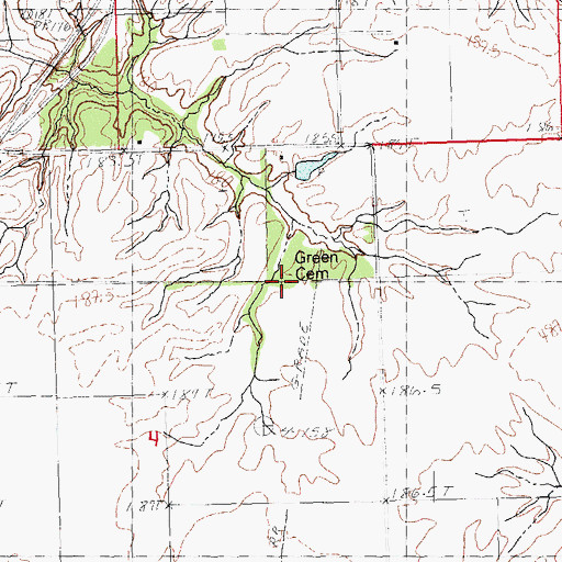 Topographic Map of Hazel Green Cemetery, IL