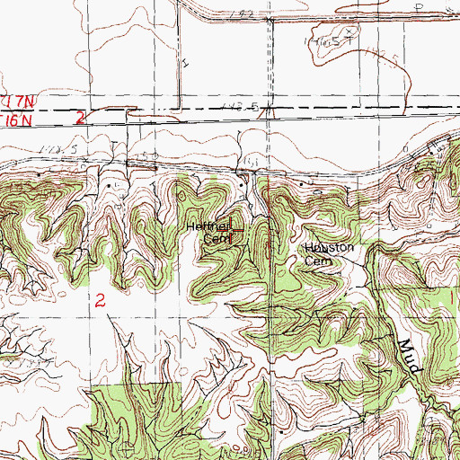 Topographic Map of Heffner Cemetery, IL