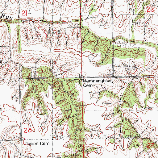 Topographic Map of Hemminghaus Cemetery, IL