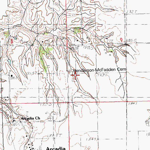 Topographic Map of Henderson-McFadden Cemetery, IL