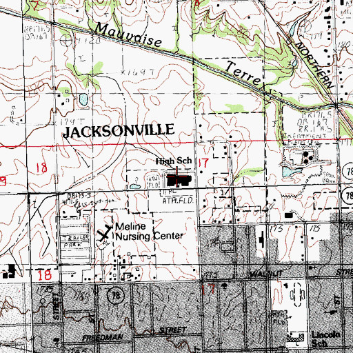 Topographic Map of Jacksonville High School, IL