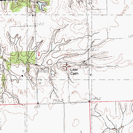 Topographic Map of Liter Cemetery, IL