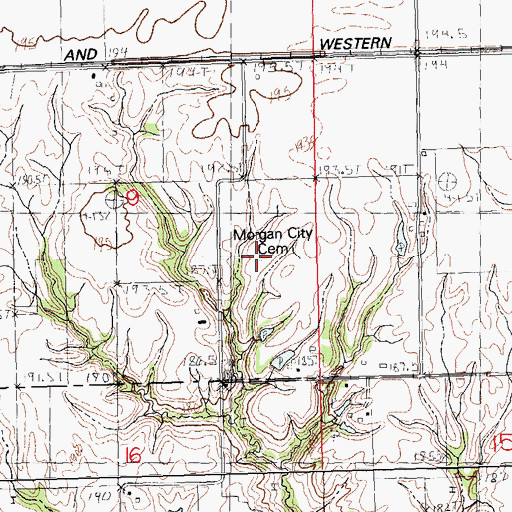 Topographic Map of Morgan City Cemetery, IL