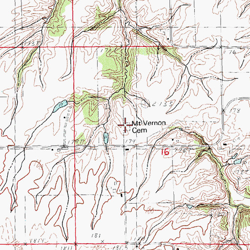 Topographic Map of Mount Vernon Cemetery, IL