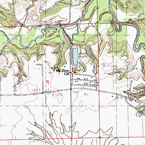 Topographic Map of Mount Zion Church, IL
