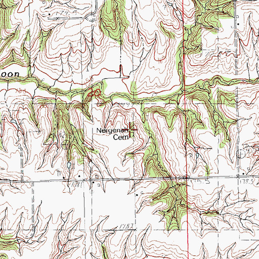 Topographic Map of Nergenah Cemetery, IL