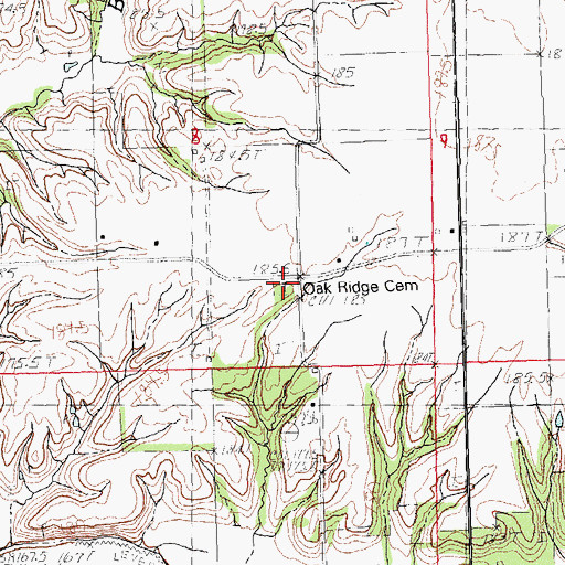 Topographic Map of Oak Ridge Cemetery, IL