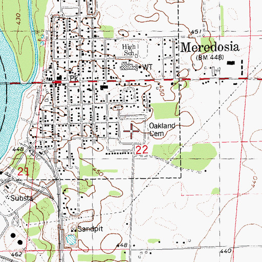 Topographic Map of Oakland Cemetery, IL