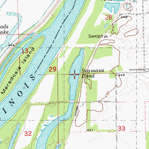 Topographic Map of Seamans Pond, IL