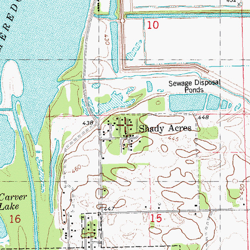 Topographic Map of Shady Acres, IL