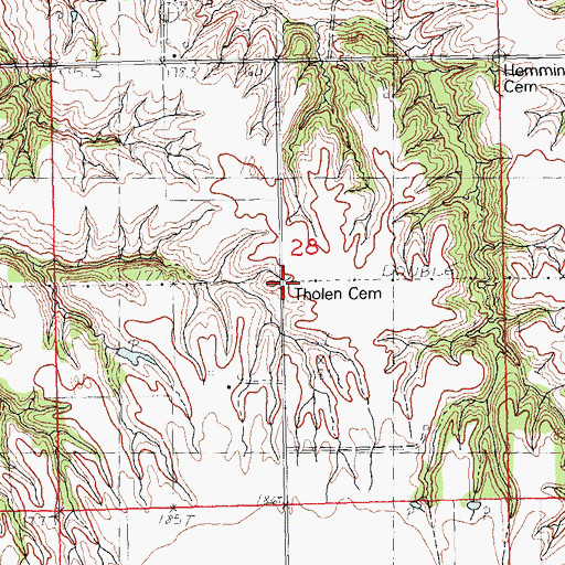 Topographic Map of Tholen Cemetery, IL