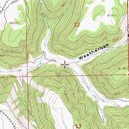 Topographic Map of Weatherbee Canyon, UT