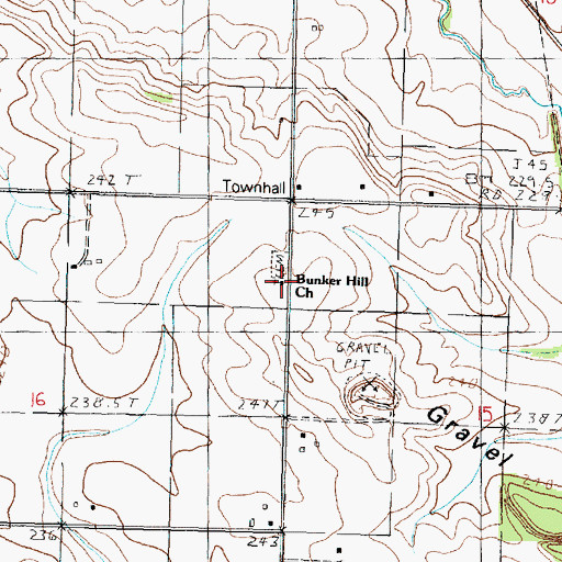Topographic Map of Bunker Hill Church, IL