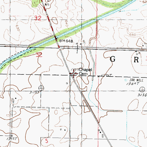 Topographic Map of New Bedford Chapel Cemetery, IL