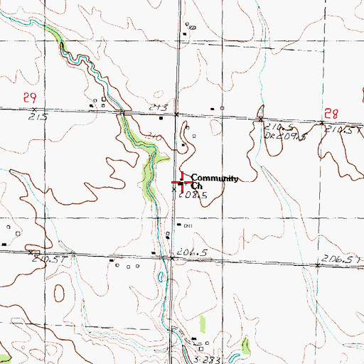 Topographic Map of Community Church, IL