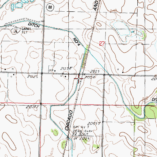 Topographic Map of Ditch Number 4, IL