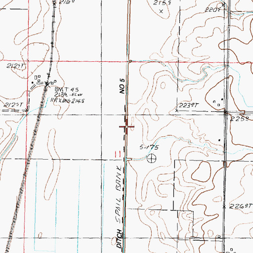 Topographic Map of Ditch Number 5, IL