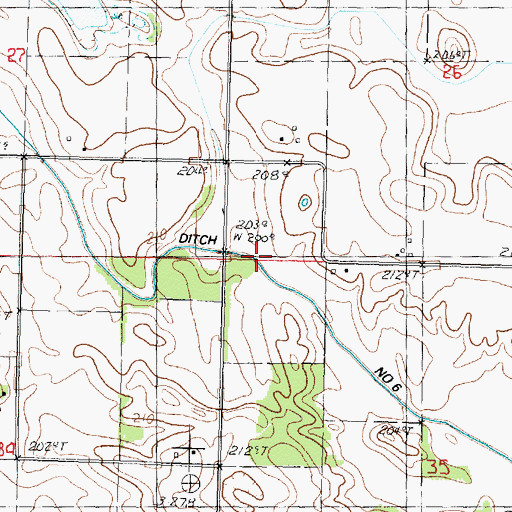 Topographic Map of Ditch Number 6, IL