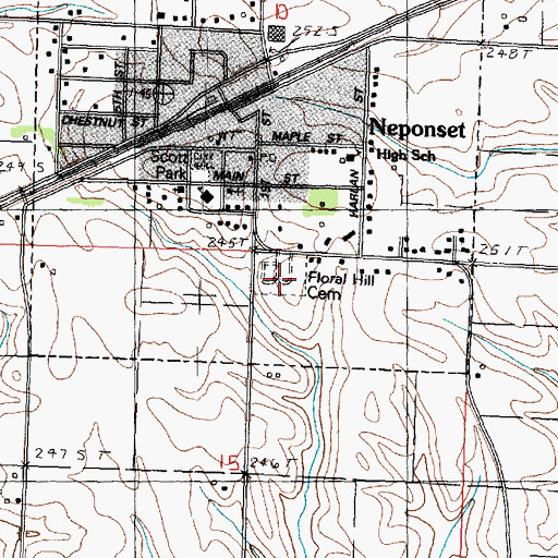 Topographic Map of Floral Hill Cemetery, IL